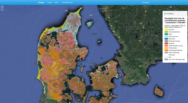 Danmarks Geologi på interaktivt kort